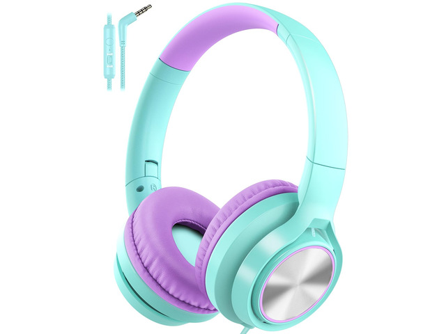 Kids Headphones with Microphone, Wired Over Ear Headsets with Limited Volume 85dB/ 94dB for Boys Girls Teens Children Online...