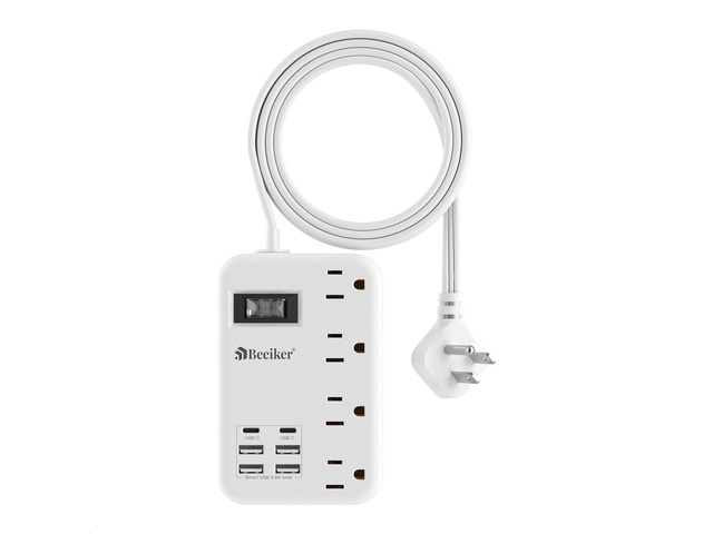 6 USB (2 USB C) Travel Power Strip,3 Feet,4 Outlets,Flat Plug 6 USB,4.8A 24W USB Charging Station,Extension Cord 3 Ft,Portable for Travel Cruise...