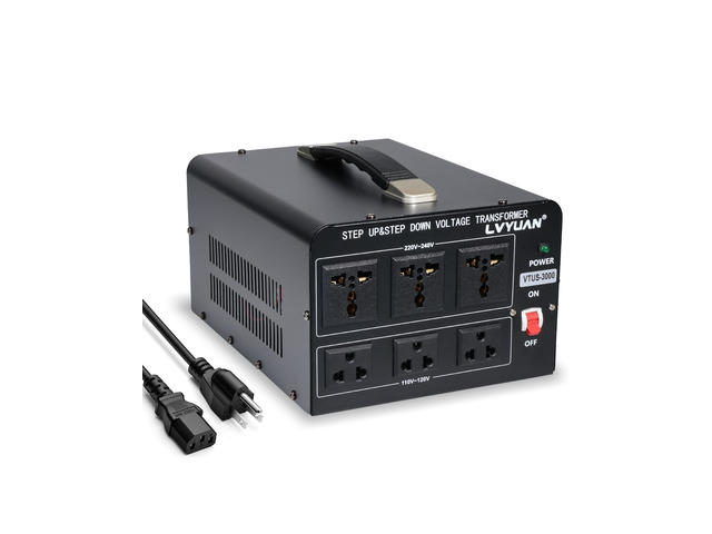 3000 Watt Voltage Converter Transformer Heavy Duty Step Up/Down AC 110V/120V/220V/240V Power Converter with 3 US Outlets, 3 Universal Outlets,...