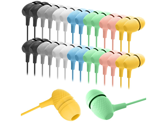 Kids Earbuds Bulk 200 Pack Macaron Colors Mixed, Durable Earphones in-Ear Headphones Perfect for Schools Classroom Students Teens Children Gift and...