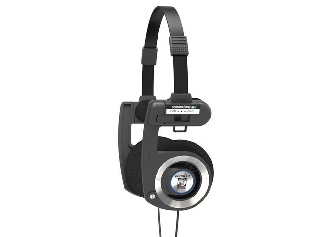 Porta Pro Black Retro 80s Style On-Ear Headphones, Wired 3.5mm Plug Collapsible Design, Soft Case Included, Audiophile