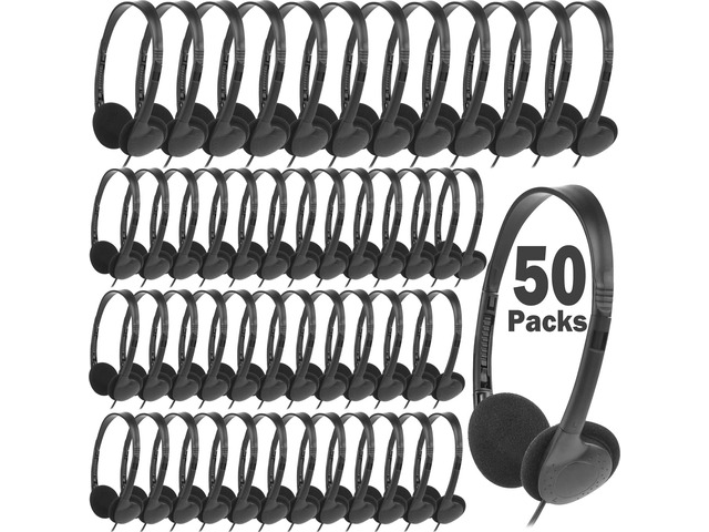 50 Pack Bulk Classroom Headphones for Kids School, Wholesale Wired Headphones with 3.5mm Jack for Children Chromebook Laptop PC Computer(LS04,50...
