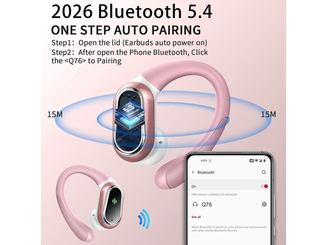 Wireless Earbuds, 2026 Bluetooth 5.4 Headphones, ENC Noise Canceling Mic 60Hrs+ Stereo Wireless Headphones, IP7 Waterproof Bluetooth Earbuds, Sport...