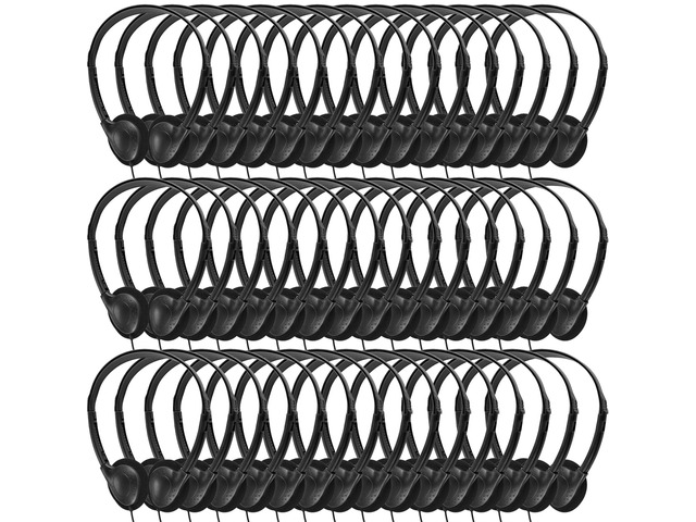 Bulk Headphones 50 Pack for Kids School Classroom,Wholesale Wired Adjustable On Ear Earphones Class Set for Students Children Toddler Teens Boys...
