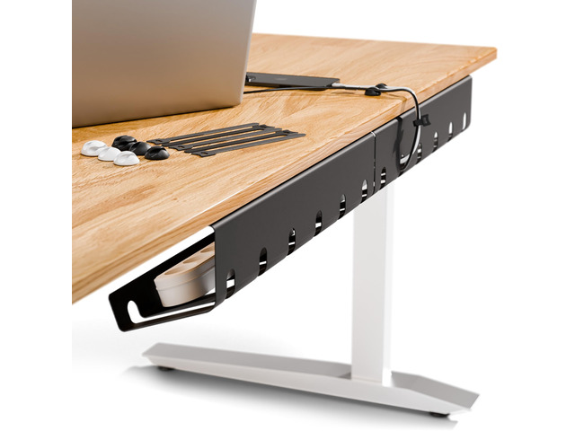 Cable Management Under Desk, Set of 3 - Black Easy under-table mounting keeps cables organized, includes 10 cable ties for a clean and tidy office...