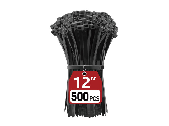 Zip Ties Heavy Duty 12 inch (500 Pack), Heavy Duty Cable Ties with 120 lb Tensile Strength for Outdoor Use, Black Wire Ties