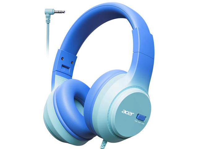 Kids Headphones, 748594dB Limiter, 3.5mm Jack, Blue OHW343 Foldable Wired, for Toddler School/iPad/Chromebook/Tablet