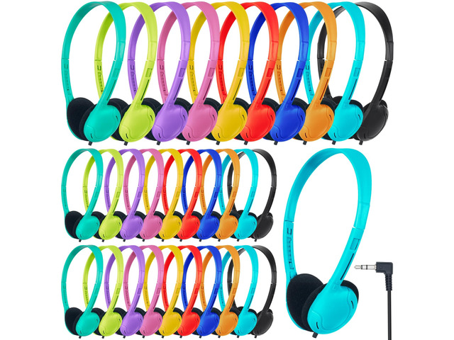 Headphones Bulk for School Classroom 100 Pack On Ear Classroom Headphones for Student,Group Learning, Computer Lab, Library, Online Lesson Testing...