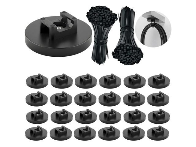 225-Pc Magnetic Cable Ties Set,Magnetic Zip Tie Mounts & Cable Ties Magnetic Wire Holder, 25 Magnetic Cable Holders & 200 Zip Ties, Magnet Cable...