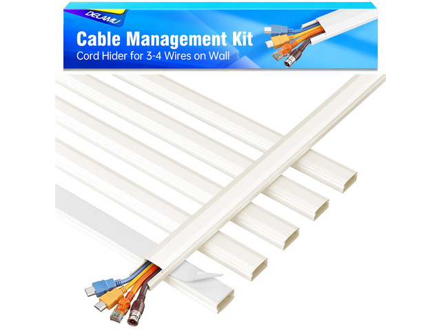 Beige Cord Hider, 85in Cord Covers for 3-4 Wires on Wall, Beige Cable Hider Cable Management, Easy Set up Wire Hiders Wire Covers for Cords on...