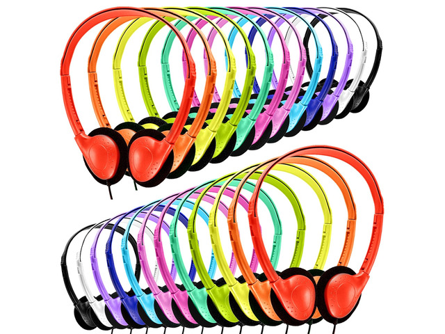 Classroom Headphones Bulk 50 Pack Class Set for School Students Kids and Adult -Sturdy Wired 3.5mm Plug (Mixed, 50 Pack)