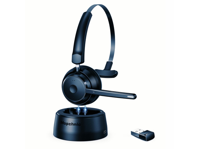 Bluetooth Headset, Wireless Headphone with Microphone for Computer, On Ear Bluetooth Headset with USB Dongle for Office Call Center Skype Zoom...