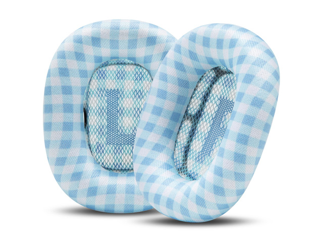 PadZ Max - Ear Cushions for AirPods Max 1 & 2 Made by Wicked Cushions Soft Fabric, Enhanced Comfort & Unique Style Blue Gingham