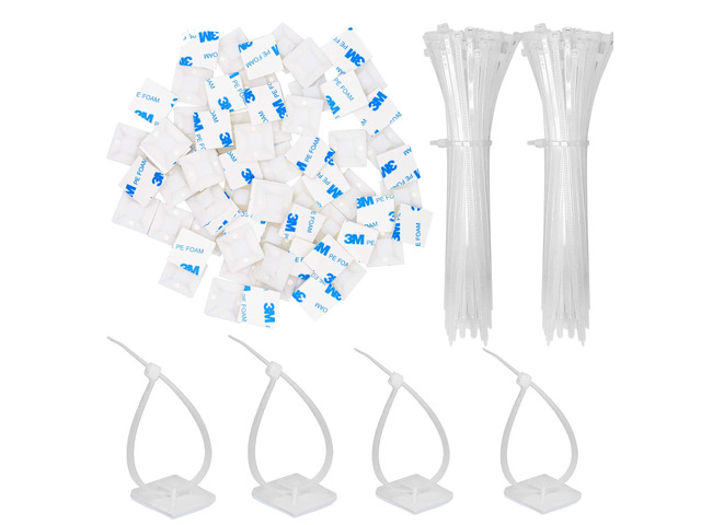 100 Pack 1.1 inch Zip Tie Adhesive Mounts Self Adhesive Cable Tie Base Holders with Multi-Purpose Tie wire clips with screw hole,Anchor stick on...