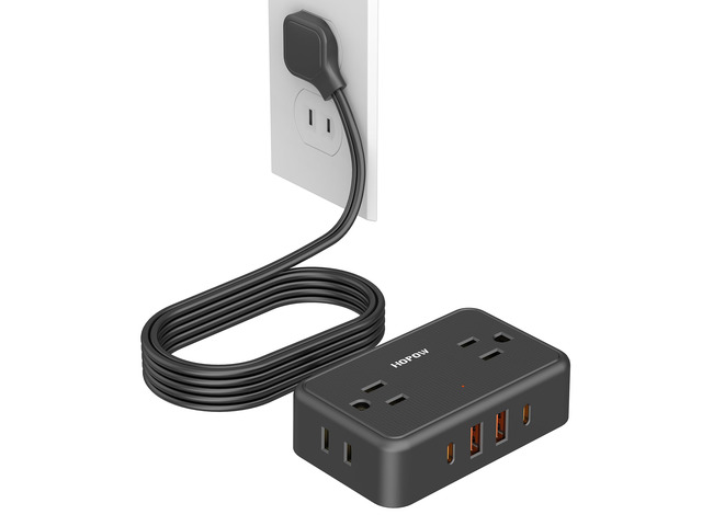 2 Prong Power Strip, 4AC & 2A2C, 6 FT Two Prong Extension Cord for Old House 900 Joules, 1625W/13A, Flat Plug, 1.62in Wide Spaced, Black, 2 Prong to...