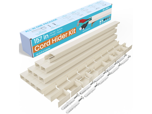 Beige Cord Cover Wire Hiders - 157in Cord Hider Wall Mounted TV, Cable Cover Wall Wire Hider for Cords, Hide Wires Along Wall, Cord Concealer Cable...