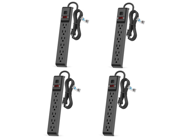 6 Outlet Power Strip Surge Protector, 2 FT Extension Cord with Overload Protection, Wall Mountable for Home and Office, 600J, 15A/1875W, ETL...