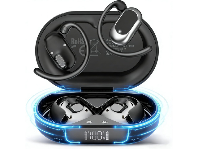 Open Ear Headphones, NEW Over Ear Earbuds with 4 ENC Noise-Canceling Mic Ultra-Comfort Bone Conduction Earbuds, HD Stereo, BT5.4, IPX7 Waterproof,...