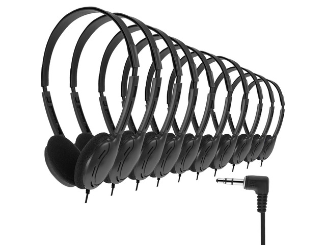 30 Pack Over Ear Headphones Corded Bulk Set 3.5mm,Black On Ear Headsets Adjustable Earphones with Cord for Library Computer Lab Online Lesson Group...