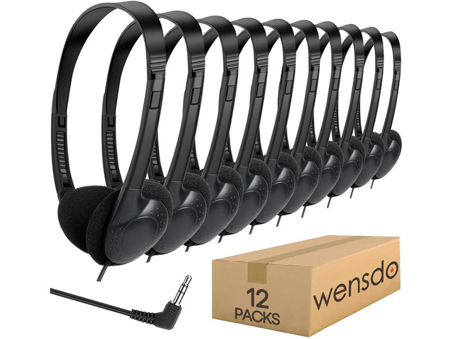 12 Pack Kids Headphones Bulk for Classroom School Students, Durable Wholesale Class Set Headphones for Kids Children Toddler Teen Boys Girls...