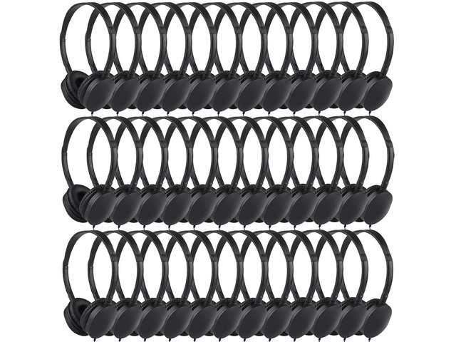 Bulk Headphones for Classroom 50 Pack, Wholesale Wired School Headphones for Kids Students ChildrenPU102,50 Black