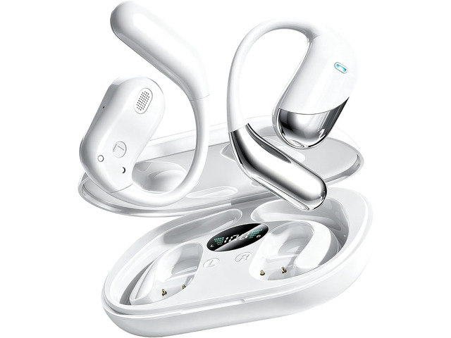 Open Ear Earbuds, Over Ear Conduction Translation AI Headphone Bluetooth Headphones with LED Charging Case