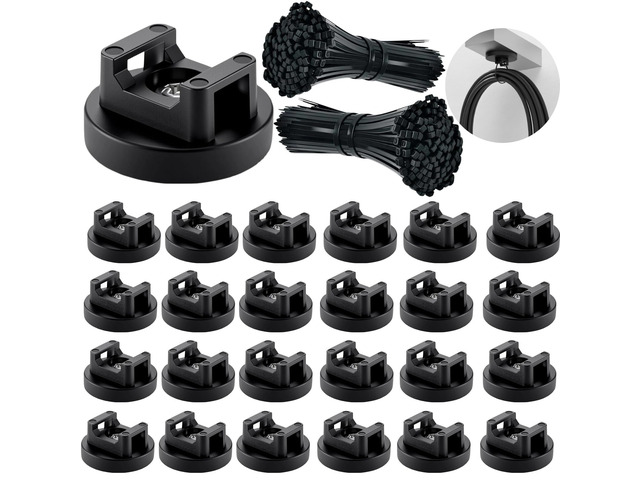 225-Pc Magnetic Cable Ties Set,Magnetic Zip Tie Mounts & Cable Ties Magnetic Wire Holder, 25 Magnetic Cable Holders & 200 Zip Ties, Magnet Cable...