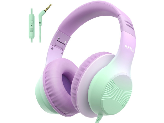 K3 Kids Headphones, Wired Kids Headphones with Mic for School/Travel Built-in Mic, 85/94dB Volume Limit, HD Stereo Sound, 3.5mm Jack, Foldable...