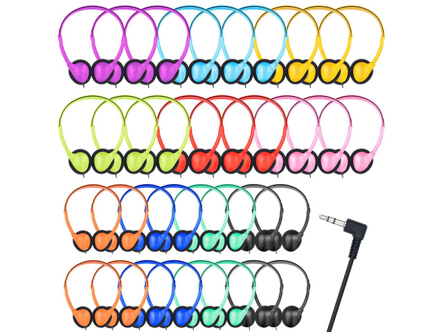 Classroom Headphones Bulk 100 Pack for Kids School,Wired On-Ear Headphones for Students Testing Library Learning Teens Adults,3.5mm Jack for...