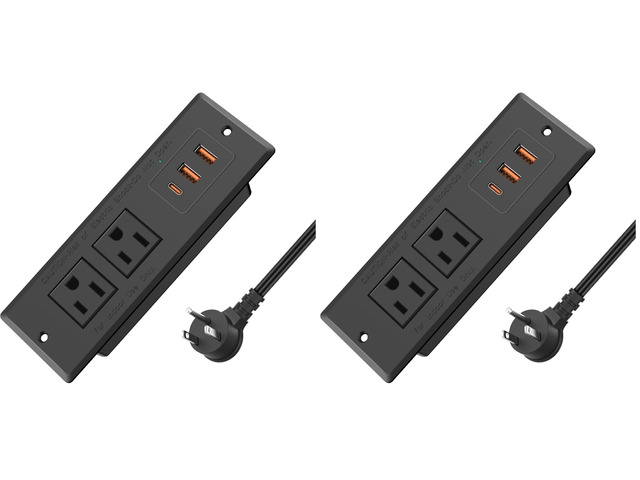 Recessed Power Strip, Flush Mounted Drawer Outlet with PD 20W Fast Charging USB-C Ports, Recessed Outlet for Conference Rooms, Office Tables,...