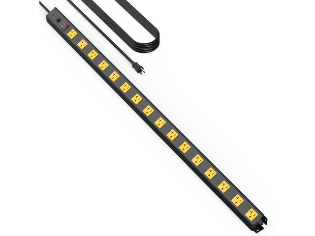 16 Outlet Long Power Strip, 12 Gauge Extension Cord. Yellow, 10FT. Heavy Duty, Surge Protector, High Amp, Wide Spaced Multiple Outlets for Home,...