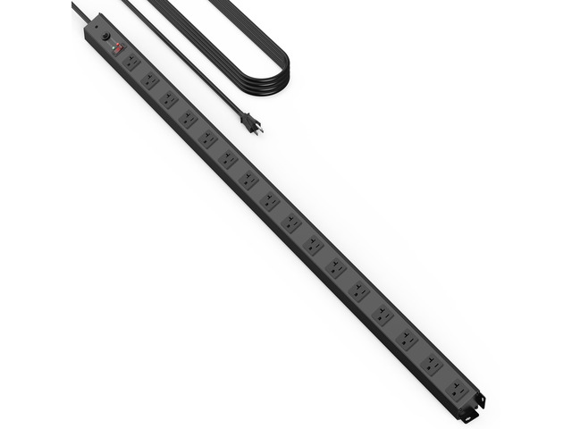 16 Outlet Long Power Strip, 12 Gauge Extension Cord. Black, 10FT. Heavy Duty, Surge Protector, High Amp, Wide Spaced Multiple Outlets for Home,...