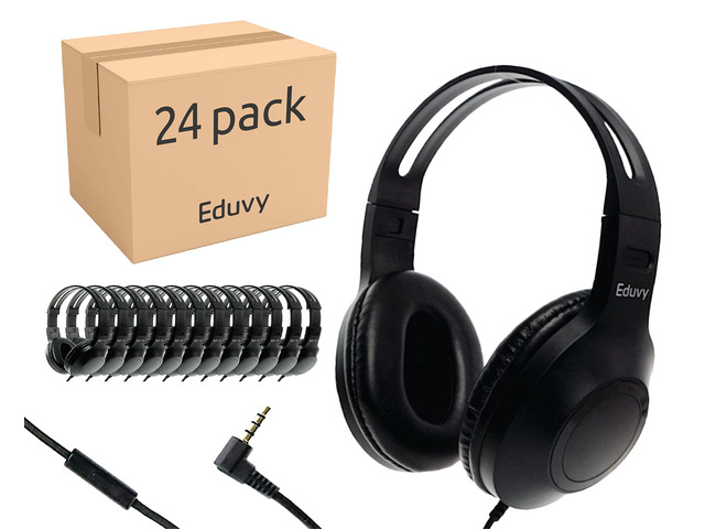 Bulk Headphones for Classroom with Microphone, Heavy-Duty School Pack Wired Headphones for Students. Teacher Must Haves Supplies from Elementary to...