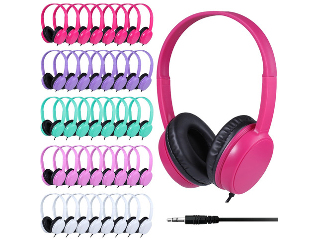 40 Pack Bulk Headphones for Classroom, Adjustable Wired Headset for Student School K-12 Class & Teachers, HQ Stereo Sound 3.5mm Jack for Laptop...