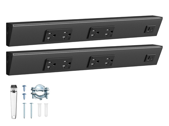 2-Pack 16 in Under Cabinet Outlet Strip, Angled Design 2×20A TR Outlets, USB-A & USB-C, Expandable Modular System, Pre-Wired Installation, Kitchen,...
