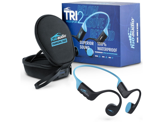 TRI 2 Multi-Sport Waterproof Headphones with Charging Case - Bone Conduction Open Ear Underwater Headphones for Running, Cycling, and Swimming -...
