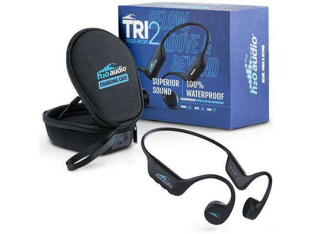 TRI 2 Multi-Sport Waterproof Headphones with Charging Case - Bone Conduction Open Ear Underwater Headphones for Running, Cycling, and Swimming -...