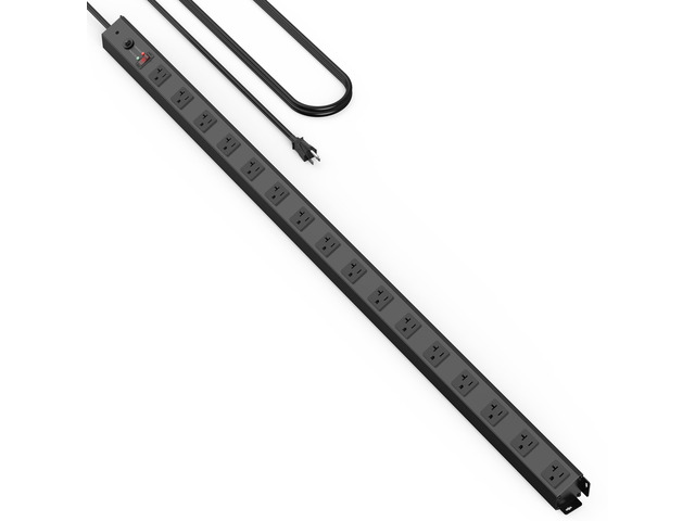 16 Outlet Long Power Strip, 12 Gauge Extension Cord. Black, 6FT. Heavy Duty, Surge Protector, High Amp, Wide Spaced Multiple Outlets for Home,...