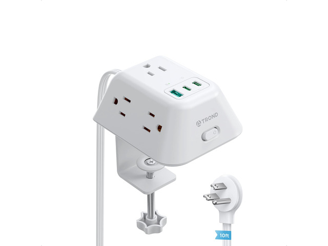 Desk Clamp Power Strip, Desk Outlets with 2 USB C PD 20W Ports Desktop Charging Station with 5 AC Outlets, Fit 1.97in Tabletop Edge Thick,...
