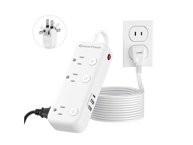2 Prong Extension Cord with 6 Outlets 3 USB, 5FT Surge Protector, Old House 1875W, 2 Prong to 3 Prong Outlet Adapter, Rotating Plug, USB-C(15.5W),...