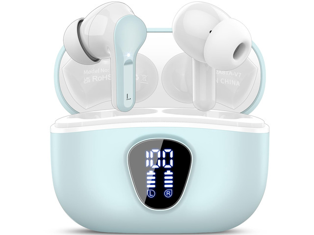 Wireless Earbuds, Bluetooth 5.4 Headphones HiFi Stereo, Bluetooth Earbuds With ENC Noise Cancelling Mic, IP7 Waterproof in Ear Earphones, 48H, LED...