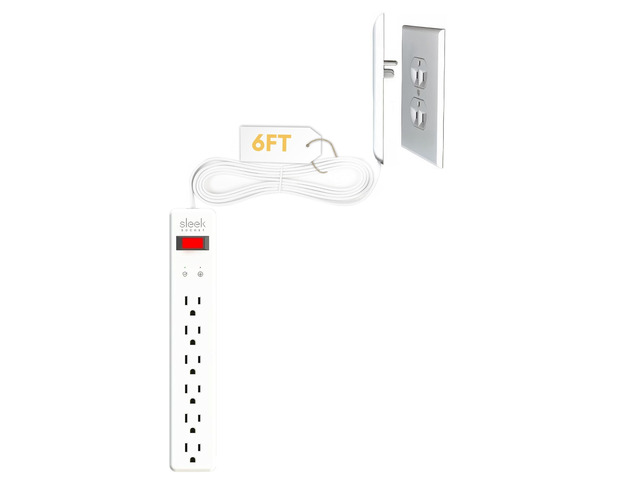 Original & Patented Ultra-Thin Outlet Concealer with Cord Concealer Kit, Flat Extension Cord with Multi Outlets Surge Protector Power Strip, Ideal...