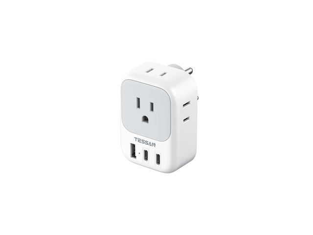 Type D Travel Adapter, US to India Plug 4 Outlets, 3 USB Ports (2 USB-C), Compatible with Nepal Maldives Pakistan Bangladesh Sri Lanka Bhutan Yemen