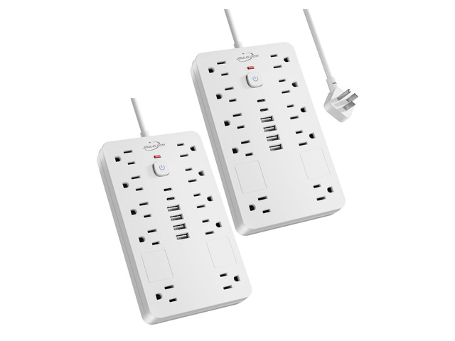 6 FT Surge Protector Power Strip Extension Cord with 10 Outlets & 6 USB 2 Pack 6 Feet Extension Cord Power Strip with 10 Outlets & 6 USB Ports (2 USB...