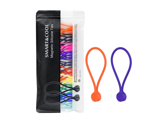 Reusable Silicone Magnetic Cable Ties, Multicolored, 30-Pack For Bundling and Organizing, Holding Stuff, Book Markers, Fridge Magnets