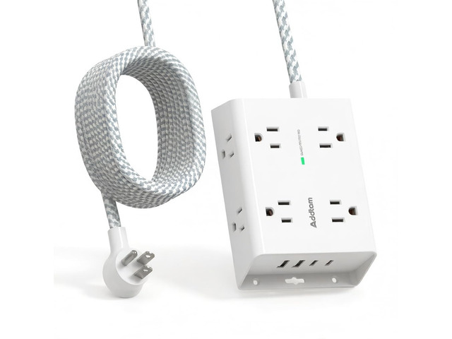 Surge Protector Power Strip, 8 Widely Outlets with 4 USB Ports (2 USB C), 15ft Extension Cord with Multiple Outlets, 3 Side Outlet Extender, Flat...
