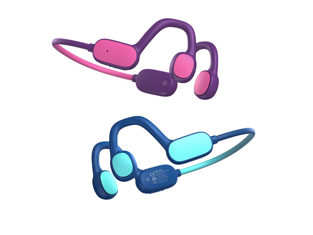 2 Pack Kids Headphones, Bluetooth 5.2 Open Ear Headphones 85dB Volume Limiting, Stereo Sound with Mic, IPX5 Waterproof, 20H Playtime-Blue Purple