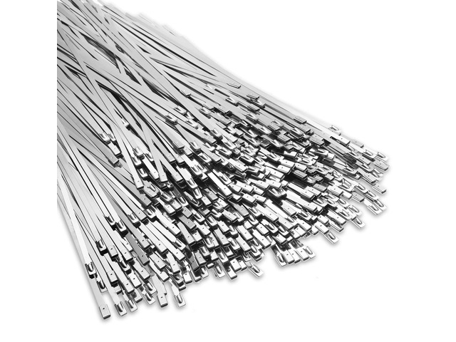 500 Pcs Stainless Steel Zip Ties 304 Metal Cable,21.6 Inch Self Locking 220 Lb Strength, For Exhaust Wrap Fence Workshop Outdoor, Corrosion...