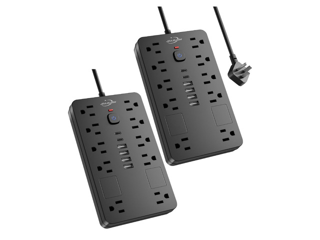 6 FT Surge Protector Power Strip Extension Cord with 10 Outlets & 6 USB 2 Pack 6 Feet Extension Cord wall Mount Power Strip with 10 AC & 6 USB Ports...