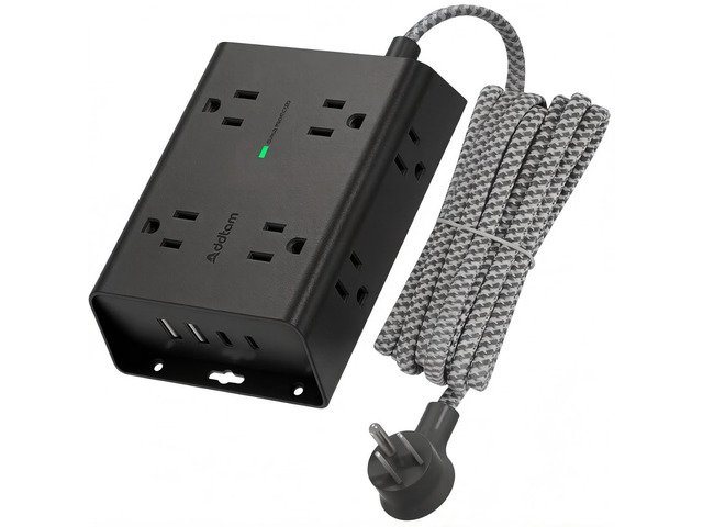 Surge Protector Power Strip, 8 Widely Outlets with 4 USB Ports (2 USB C), 10ft Extension Cord with Multiple Outlets, 3 Side Outlet Extender, Flat...